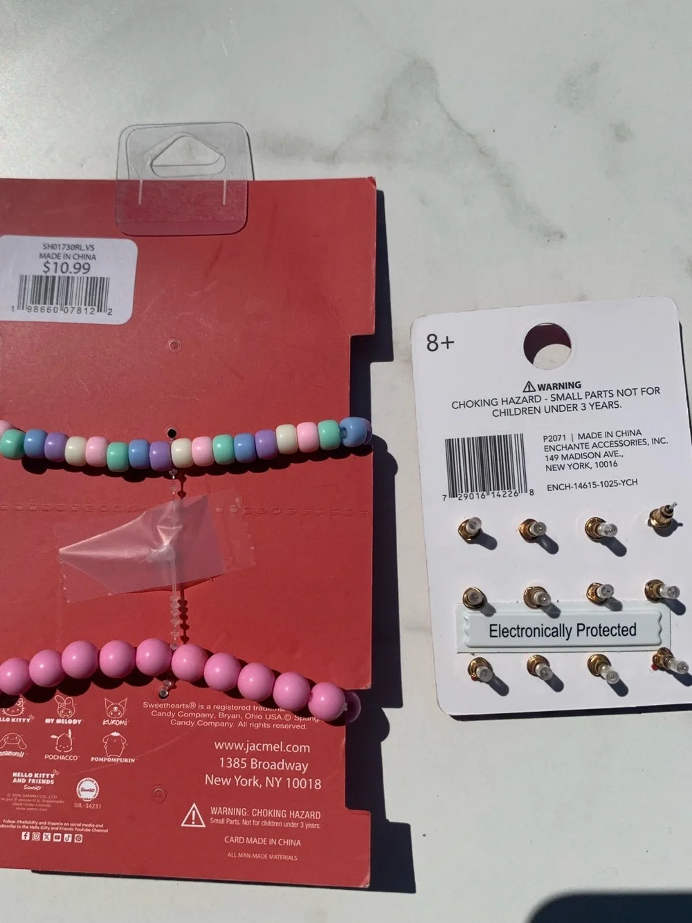 Hello Kitty Pink Multicolor Kids BFF Bracelet Set with Holiday Earrings